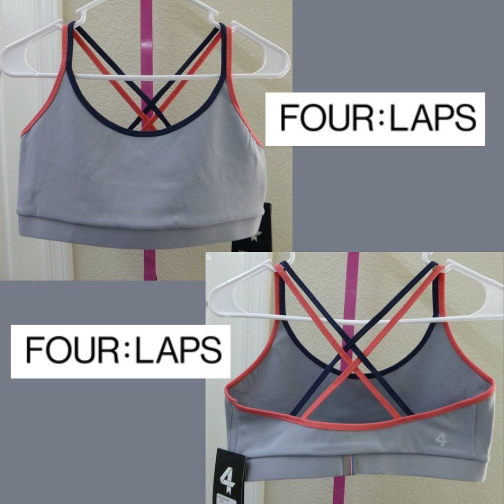 NWT Fourlaps Vitality Sports Bra Silver